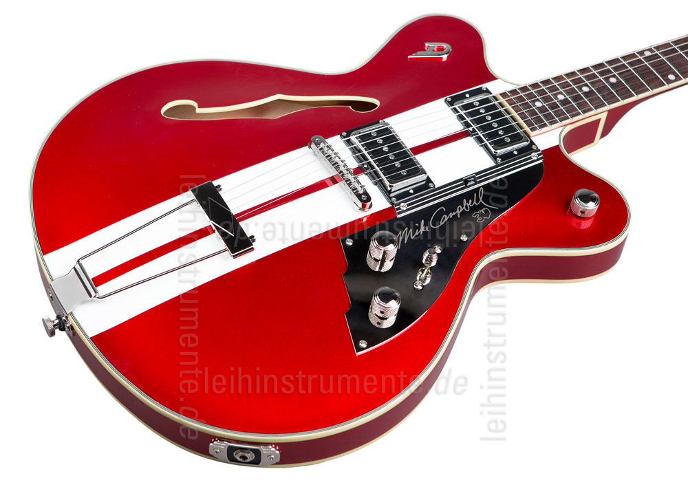 zur Artikelbeschreibung / Preis E-Gitarre DUESENBERG FULLERTON HOLLOW MIKE CAMPBELL 2 - Candy Apple Red + Custom Line Case