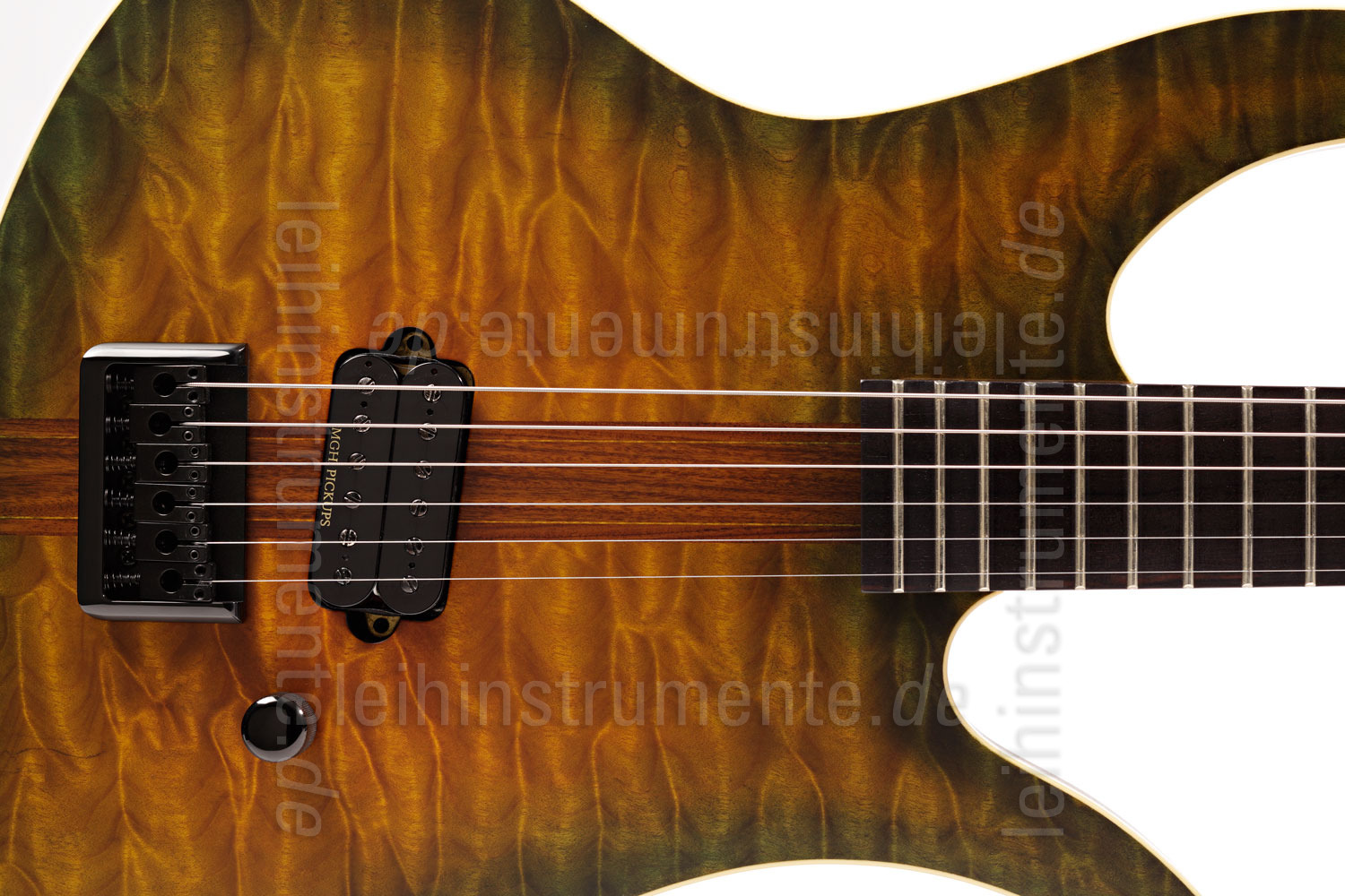 zur Artikelbeschreibung / Preis E-Gitarre MGH GUITARS Blizzard Beast Deluxe - green amber burst + Softcase - made in Germany