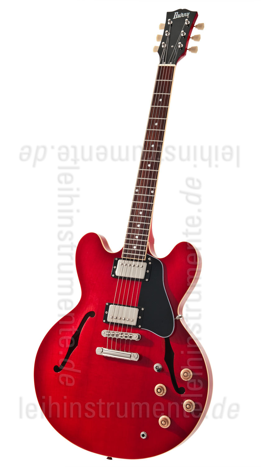 zur Artikelbeschreibung / Preis Halbresonanz Jazz-Gitarre BURNY RSA-75-CR CHERRY RED + original Koffer