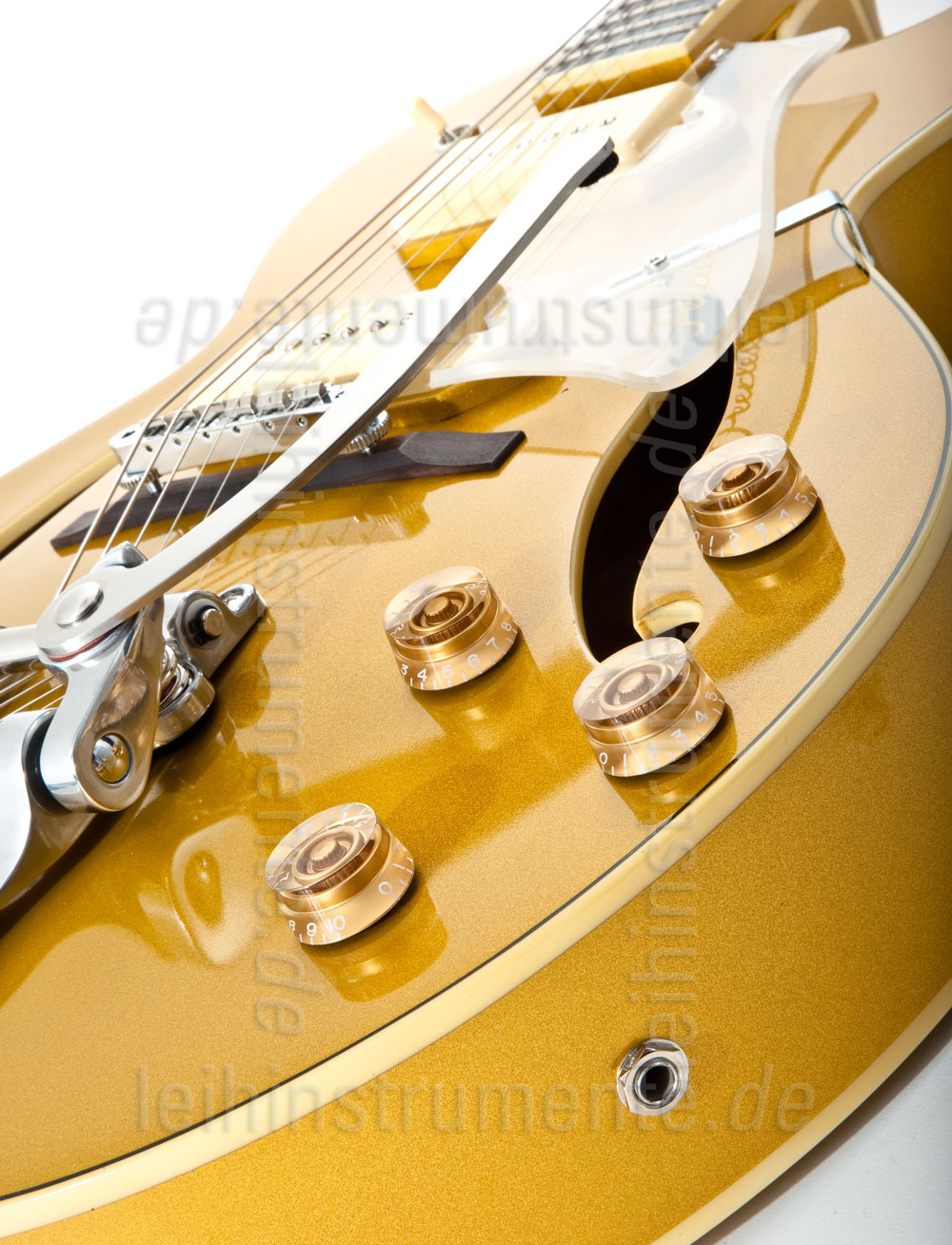 zur Artikelbeschreibung / Preis Vollresonanz Jazz-Gitarre - PEERLESS GIGMASTER SC GOLD + Koffer