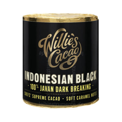 zur Artikelbeschreibung / Preis Willie`s Kakao 100% - INDONESIAN BLACK - JAVAN DARK BREAKING - 180g Block zum Raspeln