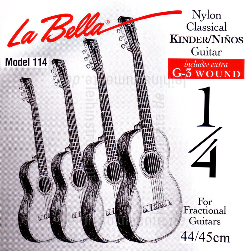 zur Artikelbeschreibung / Preis Kinder- Konzertgitarren Saiten Satz 1/8 + 1/4 - LA BELLA 114 - normal Tension